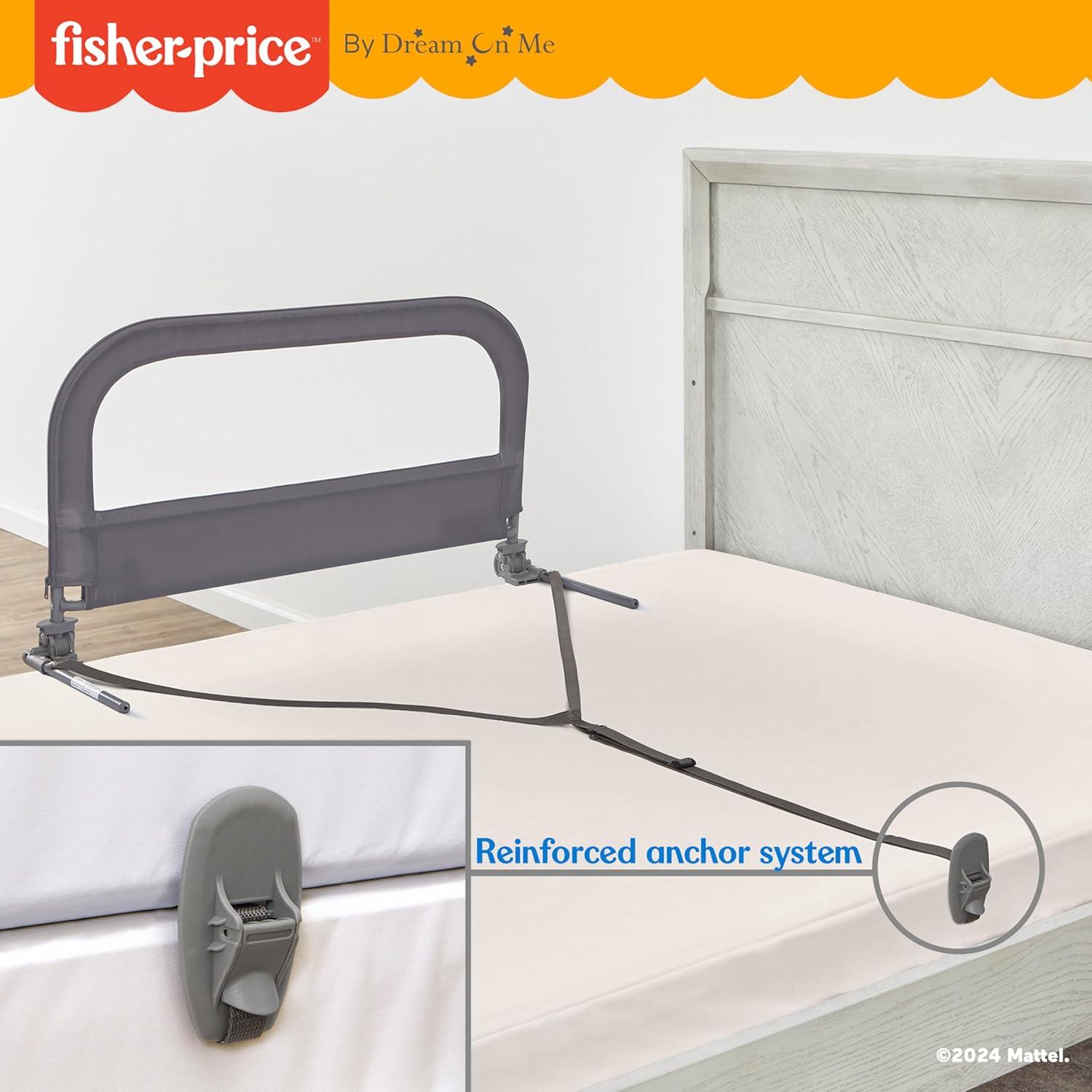 imageDream On Me FisherPrice Little Naps Bed Rail for Toddlers in Grey Suitable for All Types of Beds No Tool Assembly for Toddler Bed RailGrey