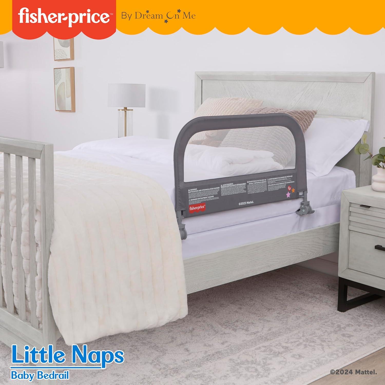 imageDream On Me FisherPrice Little Naps Bed Rail for Toddlers in Grey Suitable for All Types of Beds No Tool Assembly for Toddler Bed RailGrey