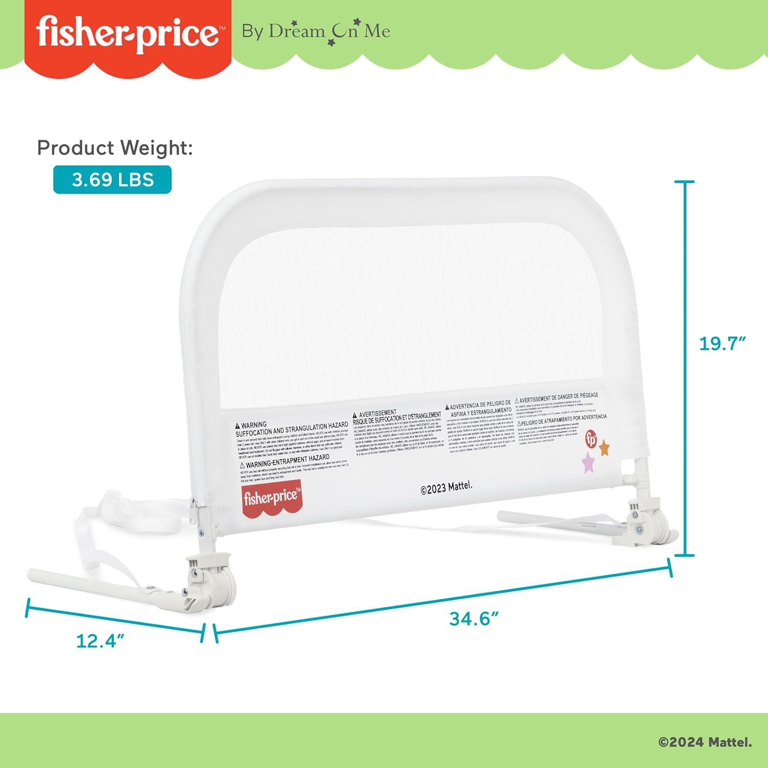imageDream On Me FisherPrice Little Naps Bed Rail for Toddlers in Grey Suitable for All Types of Beds No Tool Assembly for Toddler Bed RailWhite