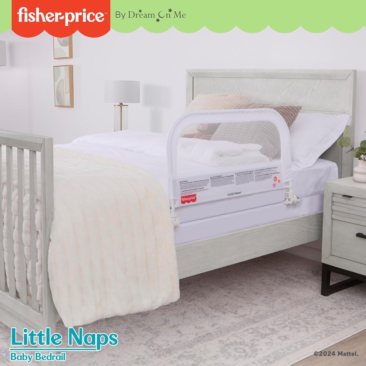 imageDream On Me FisherPrice Little Naps Bed Rail for Toddlers in Grey Suitable for All Types of Beds No Tool Assembly for Toddler Bed RailWhite