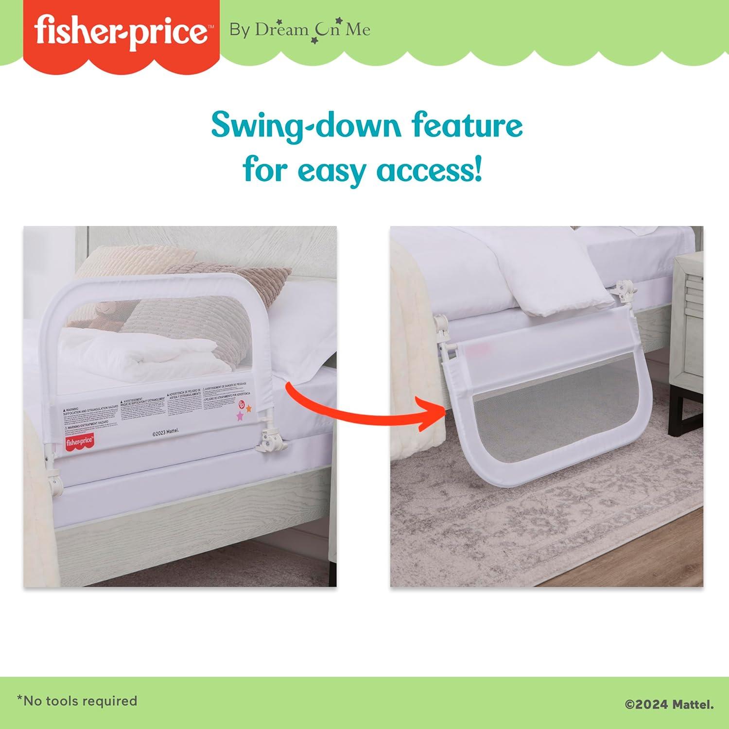 imageDream On Me FisherPrice Little Naps Bed Rail for Toddlers in Grey Suitable for All Types of Beds No Tool Assembly for Toddler Bed RailWhite
