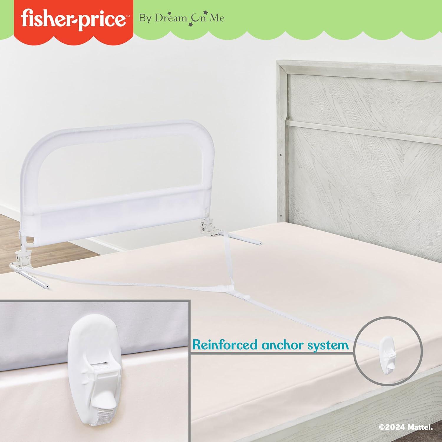 imageDream On Me FisherPrice Little Naps Bed Rail for Toddlers in Grey Suitable for All Types of Beds No Tool Assembly for Toddler Bed RailWhite