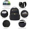 imageBaby Essentials FisherPrice Signature Morgan Quilted Backpack Diaper Bag with Changing Pad Stroller Clips Laptop Compartment Black