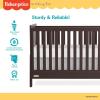 imageDream On Me FisherPrice Iris 4in1 Convertible FullSize Baby Crib in Vintage White Oak GreenGuard Gold ampamp JPMA Sustainable Pinewood Converts to Day ampamp Toddler Bed with Guard Rails ampamp Kids SofaChocolate Chip