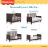imageDream On Me FisherPrice Iris 4in1 Convertible FullSize Baby Crib in Vintage White Oak GreenGuard Gold ampamp JPMA Sustainable Pinewood Converts to Day ampamp Toddler Bed with Guard Rails ampamp Kids SofaChocolate Chip
