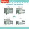 imageDream On Me FisherPrice Iris 4in1 Convertible FullSize Baby Crib in Vintage White Oak GreenGuard Gold ampamp JPMA Sustainable Pinewood Converts to Day ampamp Toddler Bed with Guard Rails ampamp Kids SofaMeadow Green