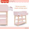 imageFisher Price by Dream On Me Baby Changing Table Blush Pink  Greenguard Gold ampamp JPMA Certified Wooden Nursery Dresser with Storage Shelves  Compact Sturdy ampamp EasytoClean DesignBlush Pink