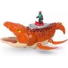 imageFisherPrice Imaginext Jurassic World Rebirth Aquachomp Chase Mosasaurus 18inch Dinosaur Toy with 3inch Action Figure Launcher Boat ampamp 2 Projectiles