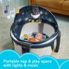 imageFisherPrice Portable Baby Bassinet Deluxe OnTheGo Projection Dome Travel Play Space for Newborns with Lights Music ampamp Canopy Paper ShapesNavy