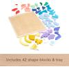 imageFisherPrice Wood Preschool Toy Space Blocks Jigsaw Puzzle 42 Wooden Pieces for Stacking ampamp Sorting Play Kids Ages 3 Years