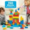 imageMEGA BLOKS First Builders Toddler Blocks Toys Set Deluxe Building Bag with 150 Pieces and Storage Creative OpenEnded Play Blue Ages 1 Years Amazon Exclusive1 pack Deluxe Bag