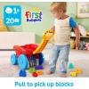 imageMega Bloks First Builders Toddler Building Toy Block Scooping Pull Wagon with 20 Pieces and Builtin Storage Picks Up Blocks Red Kids Ages 1Old Block Scooping Wagon