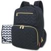 imageBaby Essentials FisherPrice Signature Morgan Quilted Backpack Diaper Bag with Changing Pad Stroller Clips Laptop Compartment Black