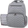 imageBaby Essentials FisherPrice Signature Morgan Quilted Backpack Diaper Bag with Changing Pad Stroller Clips Laptop Compartment Gray