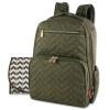 imageBaby Essentials FisherPrice Signature Morgan Quilted Backpack Diaper Bag with Changing Pad Stroller Clips Laptop Compartment Olive
