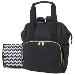 imageBaby Essentials Quilted Backpack Diaper Bag Tote with Changing Pad Stroller Straps Insulated Bottle Compartment Midnight BlackMidnight Black