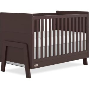 imageDream On Me FisherPrice Iris 4in1 Convertible FullSize Baby Crib in Vintage White Oak GreenGuard Gold ampamp JPMA Sustainable Pinewood Converts to Day ampamp Toddler Bed with Guard Rails ampamp Kids SofaChocolate Chip