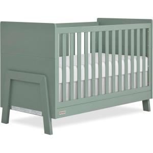 imageDream On Me FisherPrice Iris 4in1 Convertible FullSize Baby Crib in Vintage White Oak GreenGuard Gold ampamp JPMA Sustainable Pinewood Converts to Day ampamp Toddler Bed with Guard Rails ampamp Kids SofaMeadow Green