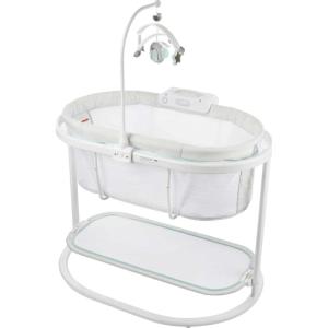 imageFisherPrice Baby Bedside Sleeper Soothing Motions Bassinet with Lights Music Vibrations ampamp Toy Mobile for Newborns 0 Months WindmillSnugamonkey