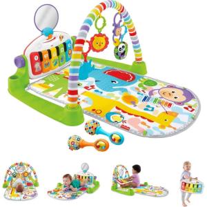 imageFisherPrice Baby Musical Toy Set Glow and Grow Kick ampamp Play Piano Gym Pink Playmat with 2 Rattle Maracas for Newborns Ages 0 MonthsGreen