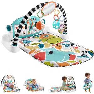 imageFisherPrice Baby Playmat Glow and Grow Kick ampamp Play Piano Gym Blue Musical Learning Toy with Developmental Activities for Newborns 0 MonthsLight Blue