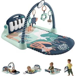 imageFisherPrice Baby Playmat Glow and Grow Kick ampamp Play Piano Gym Blue Musical Learning Toy with Developmental Activities for Newborns 0 MonthsNavy