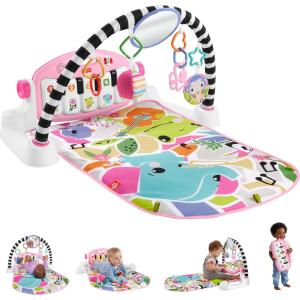 imageFisherPrice Baby Playmat Glow and Grow Kick ampamp Play Piano Gym Blue Musical Learning Toy with Developmental Activities for Newborns 0 MonthsPink
