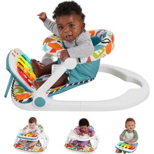imageFisherPrice Baby Portable Chair Deluxe Kick ampamp Play SitMeUp Floor Seat with Piano Learning Toy ampamp Snack Tray for Infants to ToddlersBlue