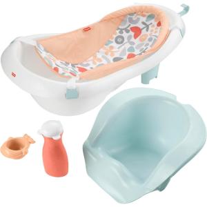 imageFisherPrice Baby to Toddler Bath 4in1 Sling N Seat Tub with Removable Infant Support and 2 Toys Summer Blossoms