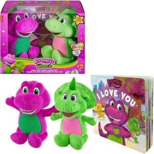 imageFisherPrice Barneys World Toddler Toys 9 inch Barney ampamp Baby Bop plushes with Story Book for Cuddling up at Reading time Kids Ages 2 Years