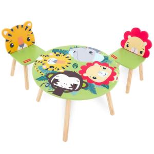 imageFisherPrice Fauna Collection Pride Rock Table Chair Set by Dream On Me Jungle Print Easy to Assemble Crafted from Durable New Zealand Pinewood