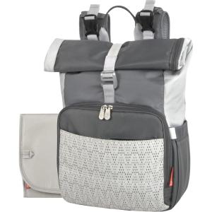imageFisherPrice MultiPocket 13 Grey Roll Top Diaper Bag Backpack with Portable Changing Pad Stroller Straps Wipes Bottle Tablet Pockets