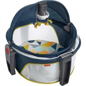 imageFisherPrice Portable Baby Bassinet Deluxe OnTheGo Projection Dome Travel Play Space for Newborns with Lights Music ampamp Canopy Paper ShapesNavy