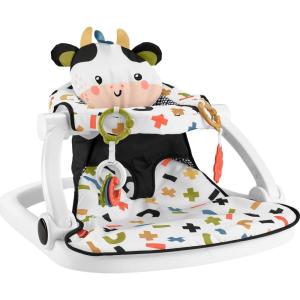 imageFisherPrice Portable Baby Chair Cute Cow SitMeUp Floor Seat with BPAFree Teether ampamp Clacker Newborn Developmental Toys Amazon ExclusiveCow