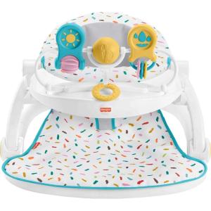 imageFisherPrice Portable Baby Chair Deluxe SitMeUp Floor Seat with Snack Tray Rainbow Sprinkles