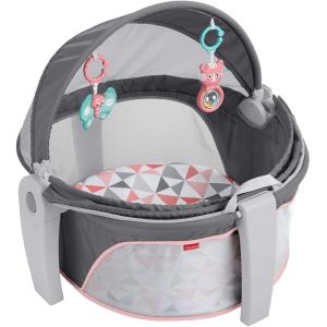 imageFisherPrice Portable Bassinet OnTheGo Baby Dome Travel Play Space with Developmental Newborn Toys ampamp Canopy Rosy Windmill