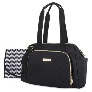 imageFisherPrice Quilted Diaper Bag Tote ampamp Convertible Crossbody with Adjustable Strap Insulated Bottle Pocket ampamp Changing Pad