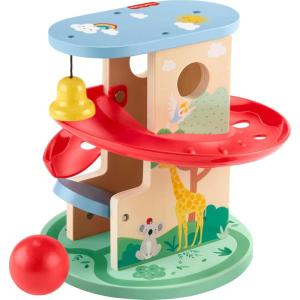 imageFisherPrice Wood Baby Toy Treehouse Ball Run 2Piece Wooden Activity for Developmental Play Infants ampamp Toddlers Ages 9 Months