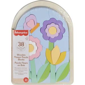 imageFisherPrice Wood Preschool Toy Flower Puzzle Blocks 38Piece Wooden Stacking Set for Developmental Play Kids Ages 3 Years