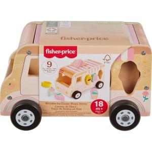 imageFisherPrice Wood Toddler Toy Ice Cream Truck Shape Sorter Set 9 Wooden Pieces for Developmental Play Kids Ages 18 Months Amazon Exclusive