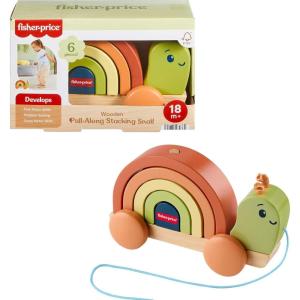 imageFisherPrice Wood Toddler Toy PullAlong Stacking Snail Tiny Garden 6Piece Wooden Activity for Motor Skill Development Kids Ages 18 Months Amazon Exclusive