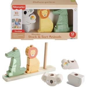 imageFisherPrice Wood Toddler Toy Veggie Stacker Tiny Garden Wooden Sorting ampamp Stacking Activity for Preschool Kids Ages 18 Months Amazon ExclusiveAnimals