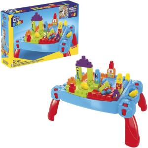 imageMEGA BLOKS First Builders Toddler Blocks Toy Build n Learn Portable Activity Table with 30 Pieces and BuiltIn Storage Pink Kids Ages 1 Years Amazon ExclusiveBlue