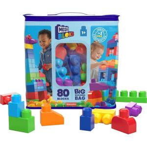 imageMEGA BLOKS First Builders Toddler Blocks Toys Set Big Building Bag with 80 Pieces and Storage Blue Ages 1 YearsBlue Bag