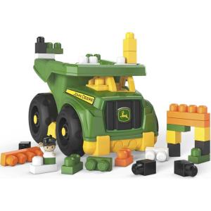 imageMEGA BLOKS John Deere Toddler Building Blocks Toy Set Dump Truck with 25 Pieces and Storage 1 Figure Green Ages 1 Years