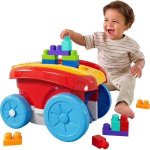 imageMega Bloks First Builders Toddler Building Toy Block Scooping Pull Wagon with 20 Pieces and Builtin Storage Picks Up Blocks Red Kids Ages 1New Block Scooping Wagon