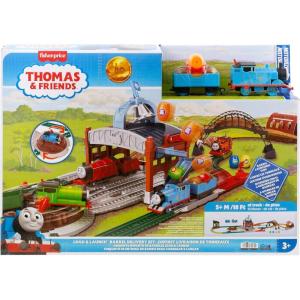 imageThomas ampamp Friends Toy Train Playset by FisherPrice Load ampamp Launch Barrel Delivery with Classic Motorized Engine ampamp Cargo Car 18 Feet of Track