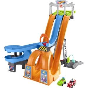 imageFisherPrice Little People Toddler Toy Hot Wheels Racing Loops Tower Race Track with Stunt Ramp ampamp Sounds for Pretend Play Ages 18 Months Amazon ExclusiveRacing