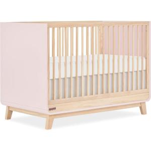 imageFisherPrice Siesta 5in1 Convertible FullSize Baby Crib Matte Black Vintage Oak GreenGuard Gold Sustainable Pinewood Wooden Spindles 3 Heights Converts to Day ampamp Toddler Bed Rail IncludedBlush Pink Vintage Oak