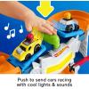 imageFisherPrice Little People Hot Wheels Toddler Toy Race and Go Track Set with Lights Sounds ampamp 2 Cars for Pretend Play Kids Ages 18 Months